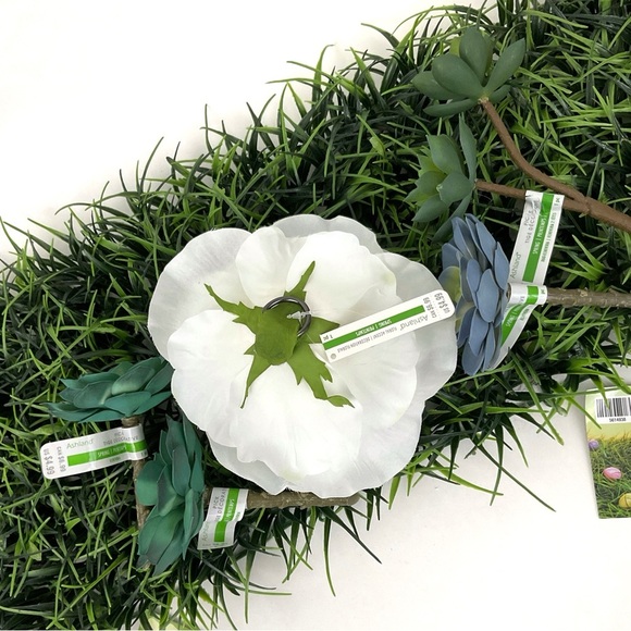 Spring Summer grass pads artificial greenery succulents and jumbo rose decor - Picture 3 of 5